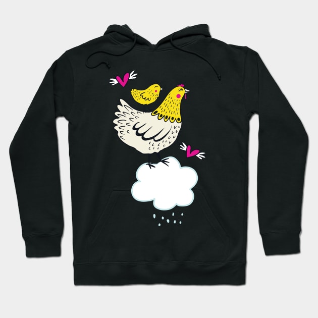 Cloudy with a Chance of Chickens Hoodie by Jacqueline Hurd